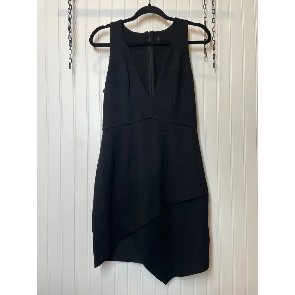 NBD x Revolve Black Dries Asymmetrical Body-Con Mini Dress Sleeveless V-Neck M